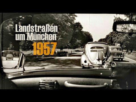 Landstraßen um München 1957 - Autofahrt - Überhol-Action - Bavarian country roads 1950's - dashcam