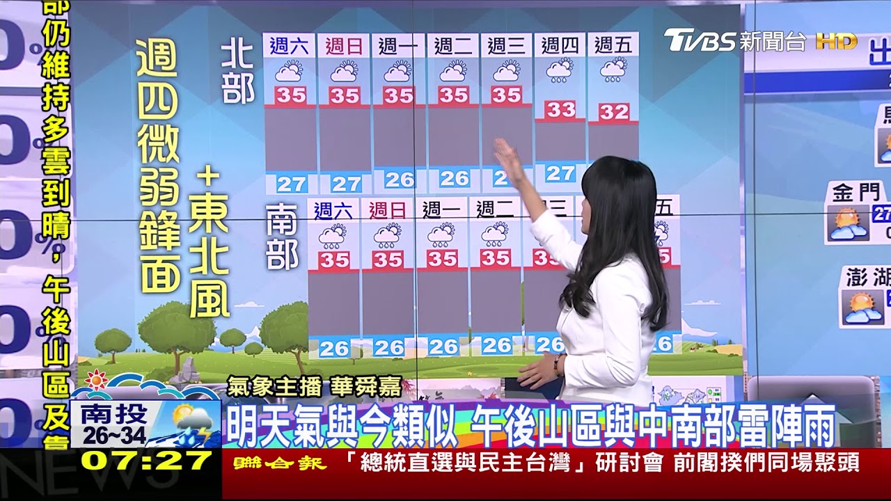 南邊水氣掠過 迎風面東部、恆春整天局部雨