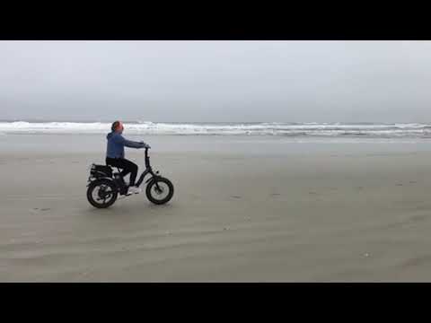 biking on the beach
