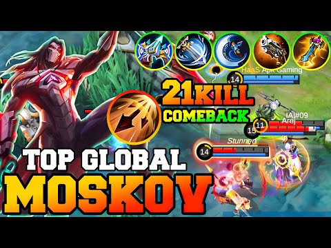 25 Minutes Match Epic Comeback With 21 Kills !! Top Global Moskov Best Build 2023 Gameplay MLBB