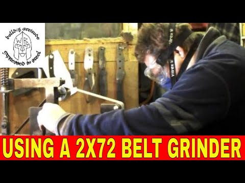 Using a 2x72 belt grinder on a hand made knife