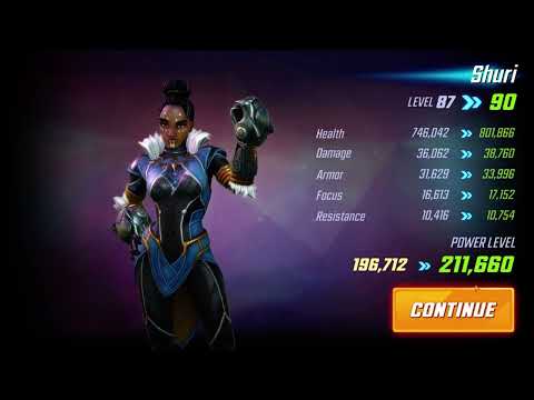shuri character upgrade to level 90 wakanda marvel strike force