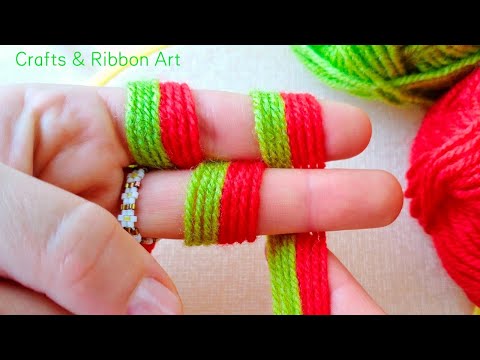It's so Beautiful 💖🌟 Superb Woolen Flower Making Trick with Finger - DIY Amazing Yarn Flower Design