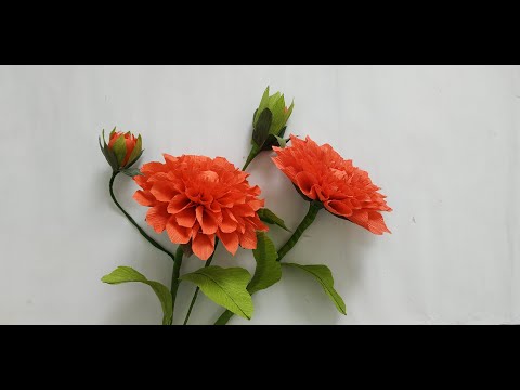 How To Make Dahlia Paper Flower From Crepe Paper / Craft Tutorial