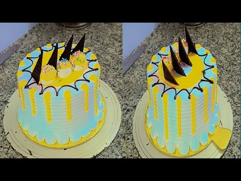 Happy birthday cool cake design || Mango cake recipe , amazing cake