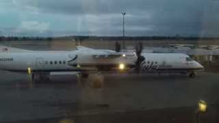 preview picture of video 'Alaska Airline Bombardier Q400 Taxiing to gate in SEATAC International Airport.MP4'
