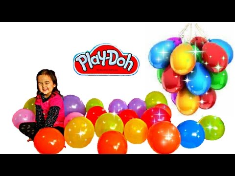 PLAY-DOH BALLOON POP Kids Fun Challenge Surprise Learning Rainbow Color Videos Kids Balloons Toys Video
