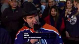 Corb Lund sings &quot;The Oil&#39;s Back in Town&quot; at Edmonton Oilers Game