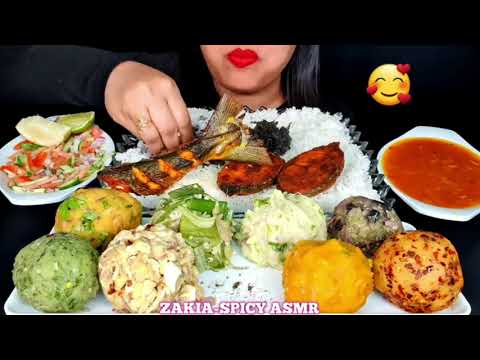 ASMR:HEALTHY FOOD ITEMS WITH FISH FRY +TOMATOR TOK*MUKBANG*‼️ZAKIA-SPICY ASMR