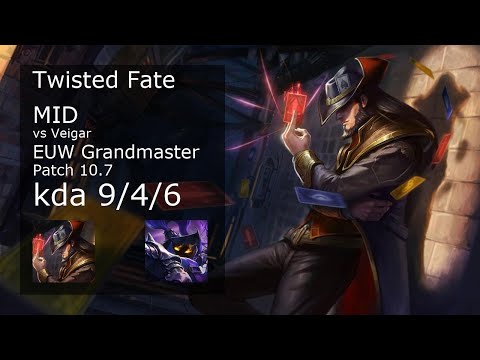 Twisted Fate Mid vs Veigar - EUW Grandmaster 9/4/6 Patch 10.7 Gameplay