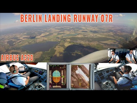 Berlin ( BER) | Pilots and cockpit views | Airbus A320 approach + landing runway 07R | with PFD + ND