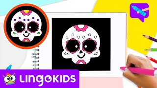 Draw and Color a Skull 💀 | Halloween Art for Kids | Lingokids Crafts