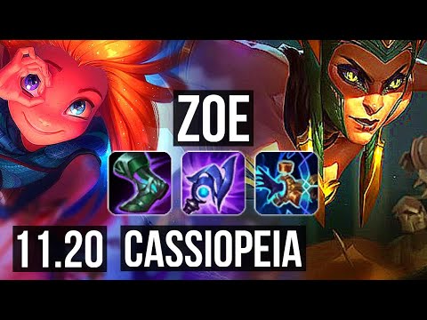 ZOE vs CASSIOPEIA (MID) | 1.5M mastery, 14/3/11, 700+ games, Godlike | EUW Master | v11.20