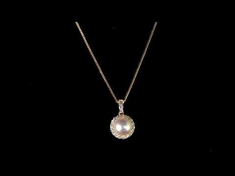 18k Rose Gold Akoya Pearl and Diamond Pendant