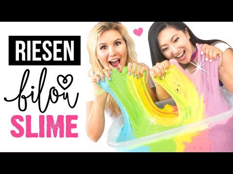 RIESEN Bilou SLIME 💕 DIY Regenbogen Schleim ☁️ Basteln Anleitung 🦄 Slime selber machen deutsch