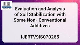 Evaluation and Analysis of Soil Stabilization with Some Non- Conventional Additives