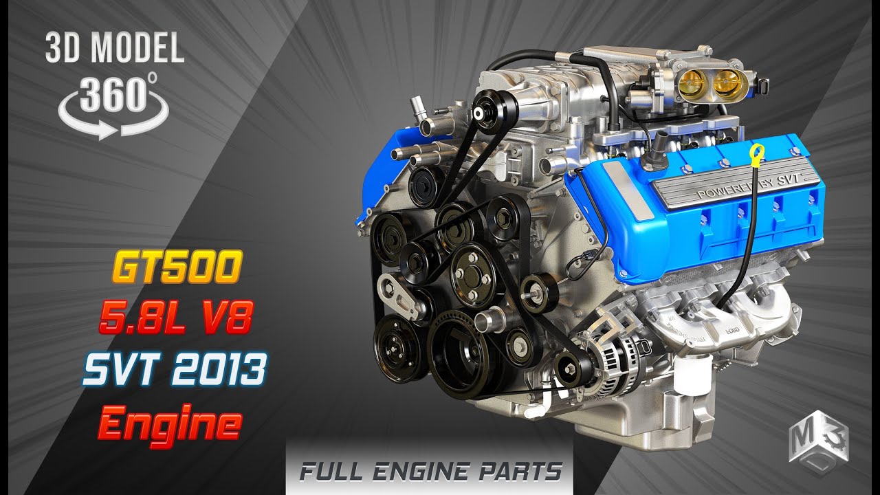 2013 svt mustang shelby gt500 engine 3D Model