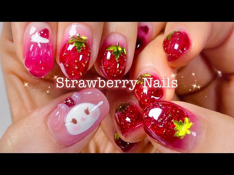 Strawberry My Melody Nails.. The Cutest Ever! 🥺💗 Trending Layout | DIY Nail Art