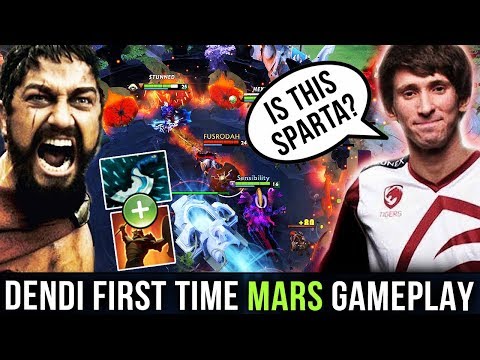 Dendi First Time New Hero Mars Gameplay - Dagger & Basher Build - Dota 2