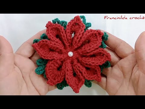 flor de Natal em crochê rápida e fácil 🌲