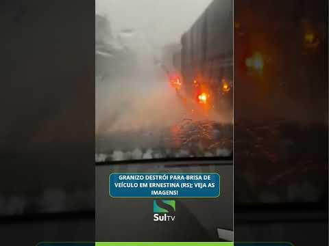 Granizo destrói para-brisa de veículo em Ernestina; veja as imagens!