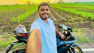 VILLAGE RIDING || R15V4 🚀🖤🔥|| SUNSET VIEW 🌍🍃🥹🌸|| @Crazyrp05  || #automobile #yamaha #r15v4