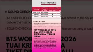 Download lagu BTS WORLD TOUR 2026 TUAI KRITIK,HARGA TIKET DINILAI TERLALU MAHAL mp3