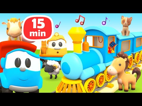 O trem dos animais da fazenda! Cante com o Léo! Desenho animado com música infantil educativa