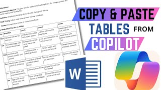 How To Easily Copy And Paste Tables From Copilot To Word Document
