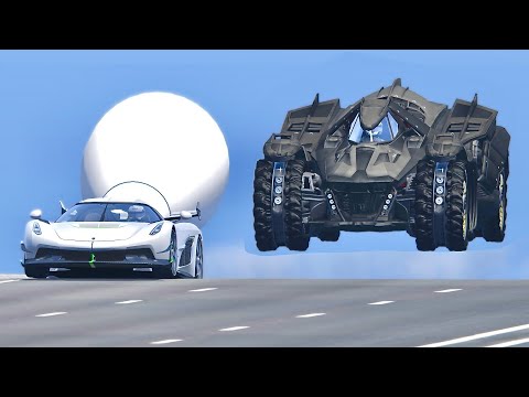 Koenigsegg Jesko with Boeing Turbine vs Batmobile Jet Engine - Drag Race 20 KM