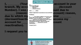 Dormant Account Activation Request Letter to Bank