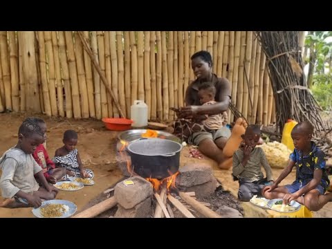 African Village Life of a small Family in the village