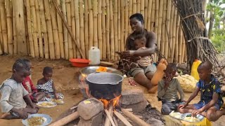 African Village Life of a small Family in the village