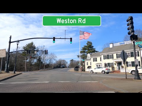 ⁴ᴷ⁶⁰ Driving Weston Road in Wellesley, Massachusetts