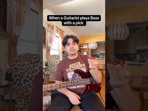 When a guitarist plays Bass with a pick