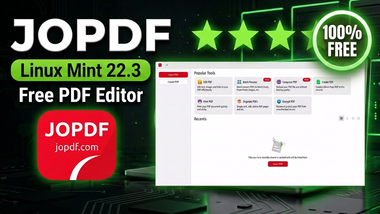 Free PDF Editor for Linux Mint 22.3 Cinnamon: JOPDF Review | Edit, Convert, Compress & Merge PDFs