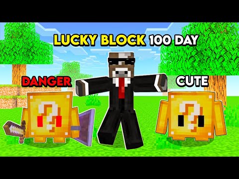 Insane 100 Days in Minecraft Lucky Block Challenge - Cowbrain Bigbrain