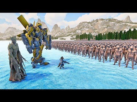 BUMBLEBEE ,GROOT & ROCKET SURROUNDED BY 1,000,000 ZOMBIE SOLDIERS -Ultimate Epic Battle Simulator 2