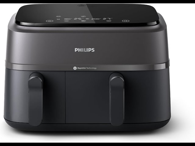 Vídeo relacionado con Philips Airfryer DualBasket - Cocina sano, rápido y versátil, 9L de capacidad, pantalla táctil, diseño con 2 cestas (NA350/00)