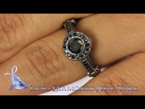 BDR-SOLD-033 - 1.59 Carat Certified Natural Black Diamond Engagement Ring 14k Black Gold