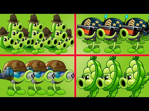 All Team Peashooter FREE & PREMIUM Plant Max Level Vs 6 Brickhead Zombie - PvZ 2 Battlez