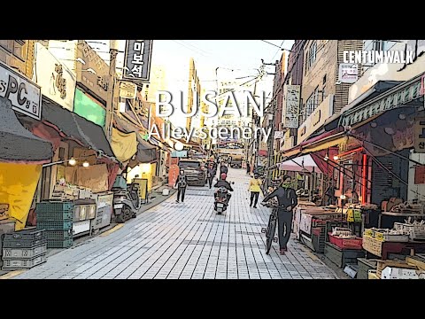Alleyway in downtown Busan | Jaesong-dong | Busan city walking tour | KOREA | CentumWalk 4K