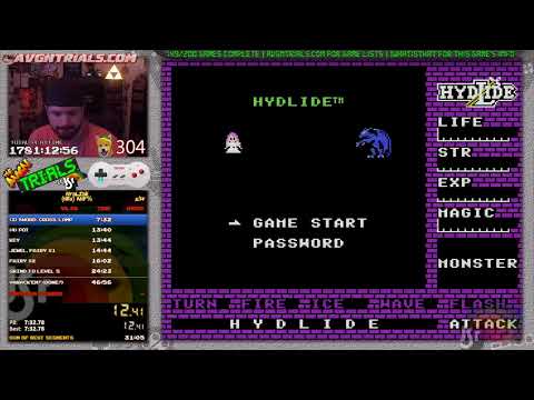#150: Hydlide Speedrun in 44:28! (NES) | The AVGN Trials of JSR