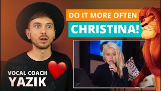 Vocal Coach YAZIK reacts to Christina Aguilera - Can you feel the love tonight (live from home)
