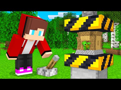 JJ Crashed Mikey’s House With a HYDRAULIC PRESS in Minecraft (Maizen)