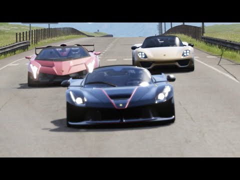 Lamborghini Veneno Raodster vs Ferrari LaFerrari Aperta vs Porsche 918 Spyder Roadster at Highlands