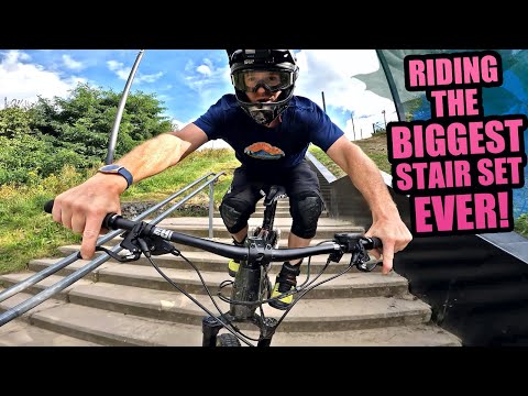 RIDING FULL SPEED DOWN THE BIGGEST STAIR SET EVER - URBAN MTB FREERIDE