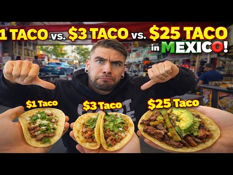 $1 TACO vs $25 TACO CHALLENGE IN MEXICO! Worth it? Joel Hansen