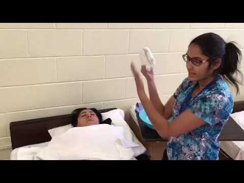 Oral care, bed bath, pericare for female and making the occupied bed