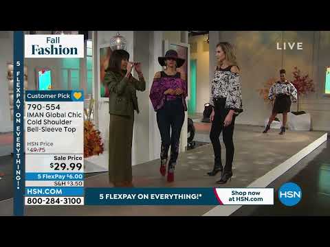 IMAN Global Chic Cold Shoulder BellSleeve Top